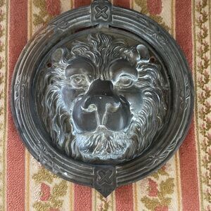 Antique Oversized Brass Lion Victorian Doorknocker